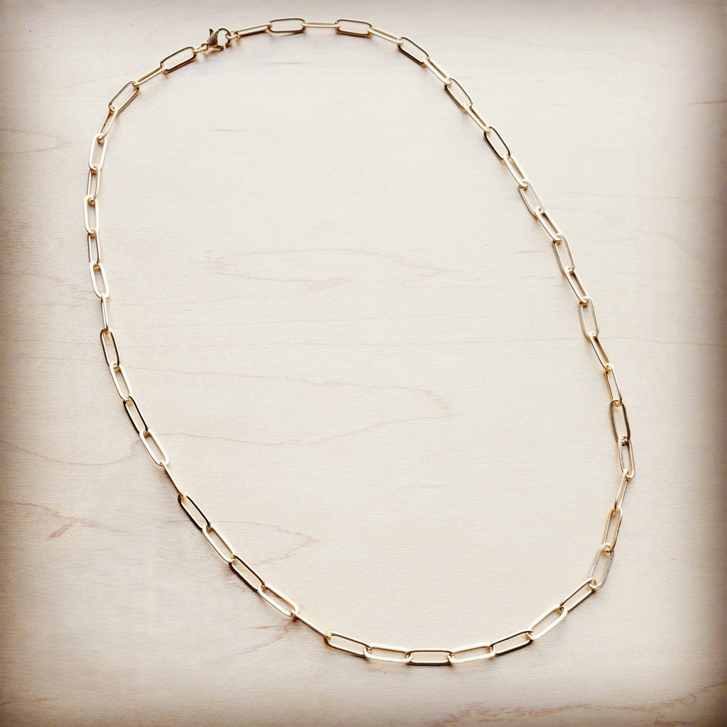 Gold Large Chain Link Layering Necklace 22" length 255o