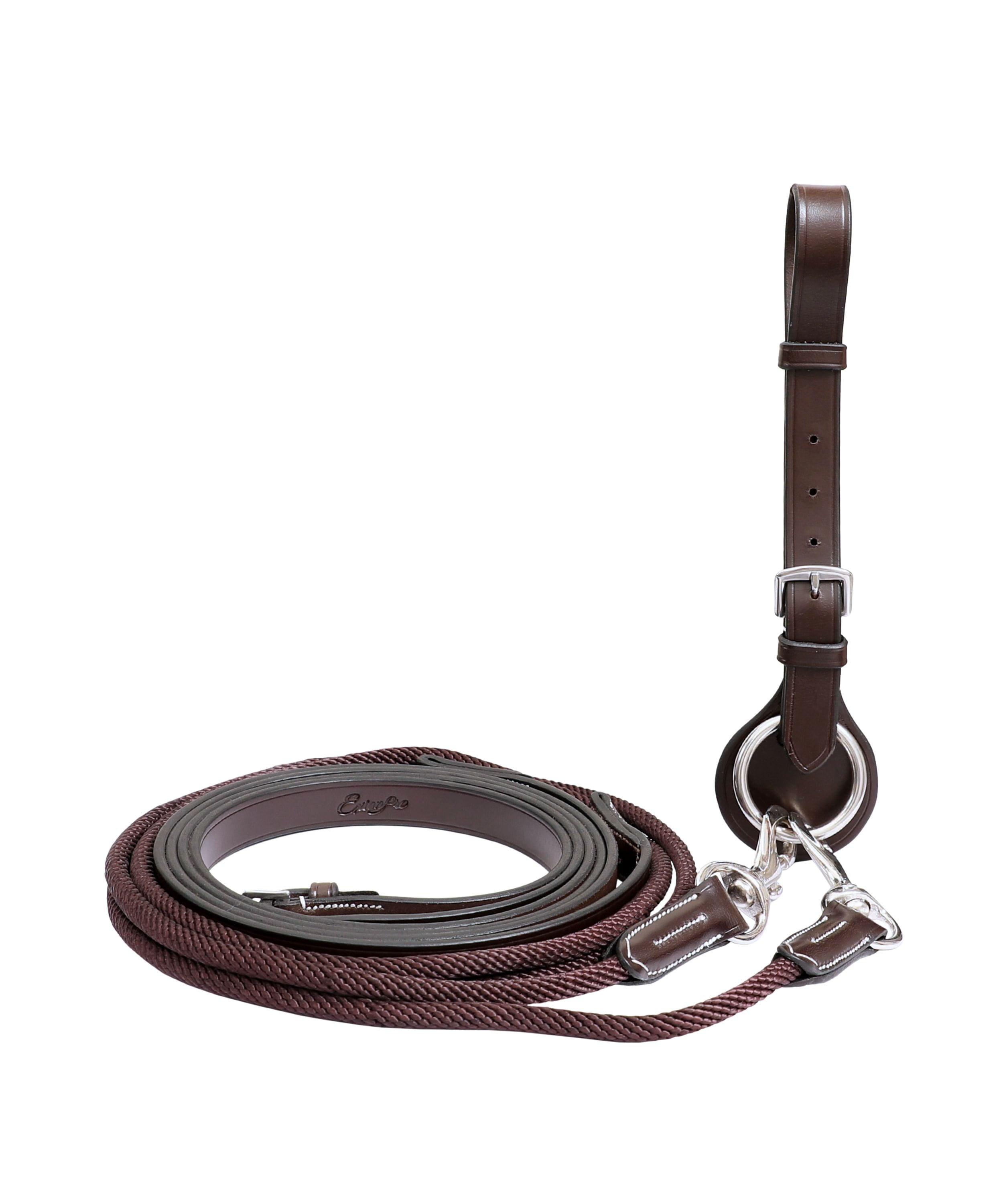 ExionPro Rope & Leather Draw Reins with Girth Loop