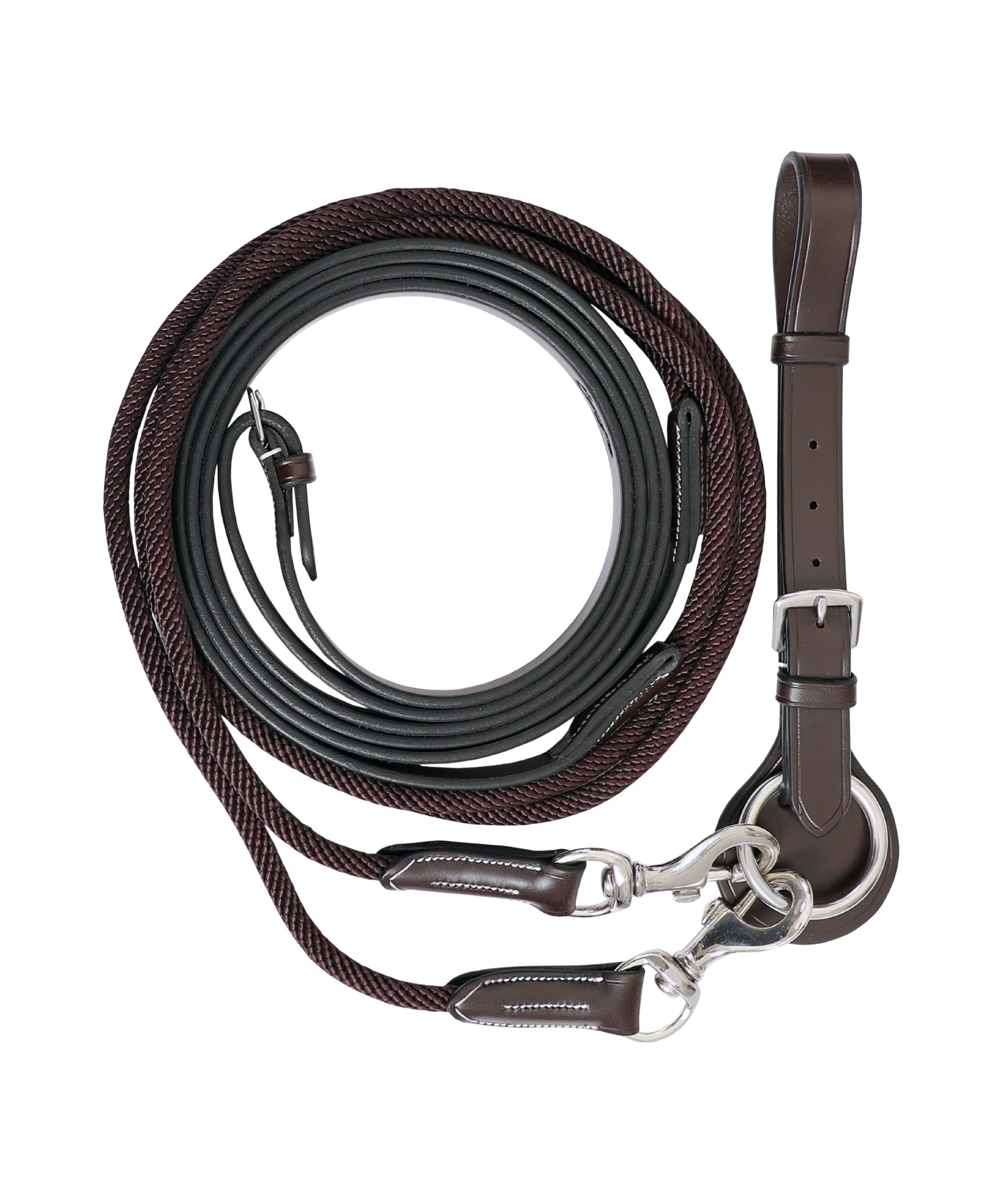 ExionPro Rope & Leather Draw Reins with Girth Loop