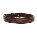 ExionPro Fancy Stitched Padded Leather Dog Collar - Oak Brown Padding