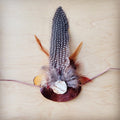 Spotted Feather, White Stone & Brown Leather Hat Band (Band only) 984ww