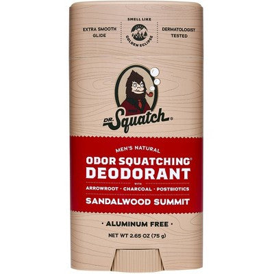DR. SQUATCH Men's Natural Deodorant Sandalwood Summit 2.65oz - New