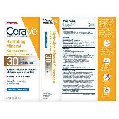 CeraVe Hydrating Mineral Tinted Face Lotion SPF 30 Deep 1.7 fl oz - Missing Box