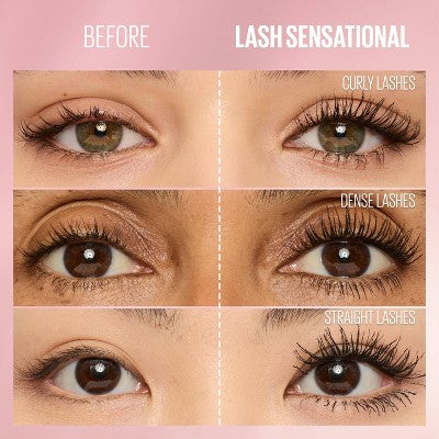 Maybelline Lash Waterproof Sensational Lengthening Mascara Blackest Black 0.32 fl oz - New