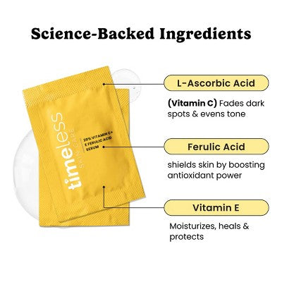 Timeless Skin Care 20% Vitamin C + E Ferulic Acid Serum Pouches 28ct - New