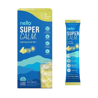Nello Supercalm Calming Drink Mix Supplement Powder Lemon Lime 10ct - New