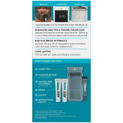 Just For Men Mustache & Beard Coloring for Gray Hair with Brush Included Medium Dark Brown M40 - New