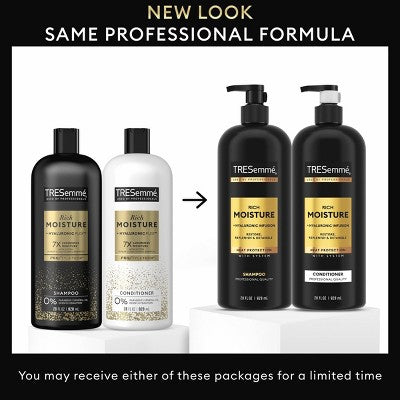 Tresemme Rich Moisture Shampoo and Conditioner Rich Moisture 2 ct for Dry Hair Formulated With Vitamin E and Biotin 28oz - New