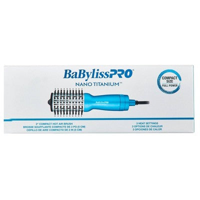 BaBylissPRO Nano Titanium Compact Hot Air Straightening Brush Blue - New
