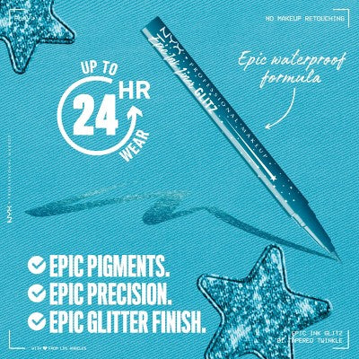 NYX Professional Makeup Epic Wear Glitz Metallic Liquid Eyeliner Tapered Twinkle 0.03fl oz - New