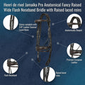 Henri de rivel Jamaika Pro Anatomical Fancy Raised Wide Flash Noseband Bridle with Raised laced reins