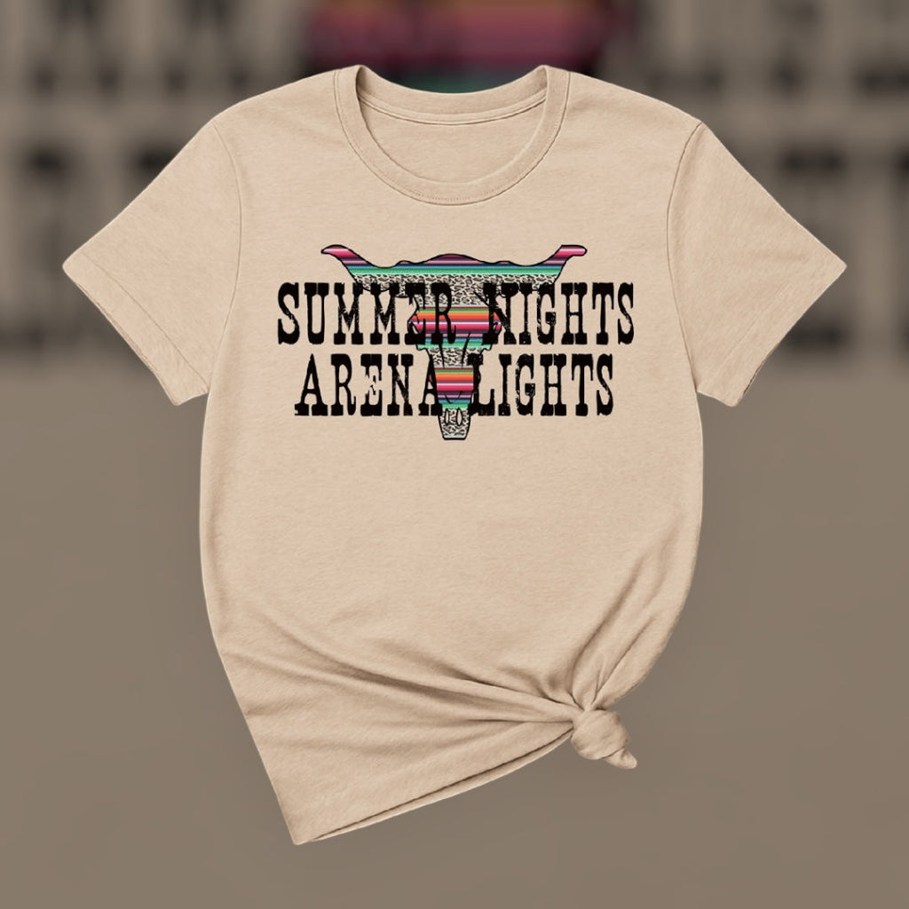 Western Graphic Tee – Summer Nights Arena Lights Unisex Rodeo Shirt | Rowdy Rowels