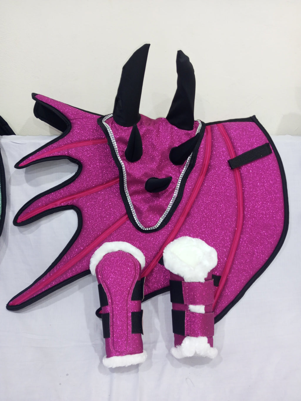 Pink Dragon Saddle Pad Set with Ear Bonnet & Boots