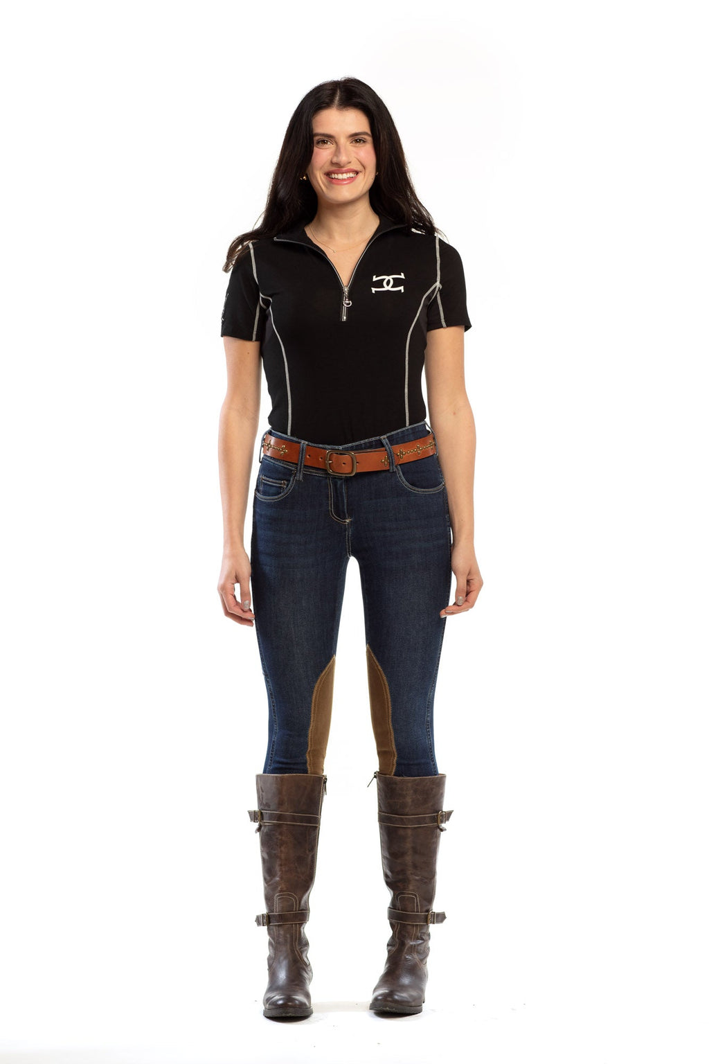 NEW Equestrian Jean - Knee Patch with Cell Phone Pocket - Vintage Wash