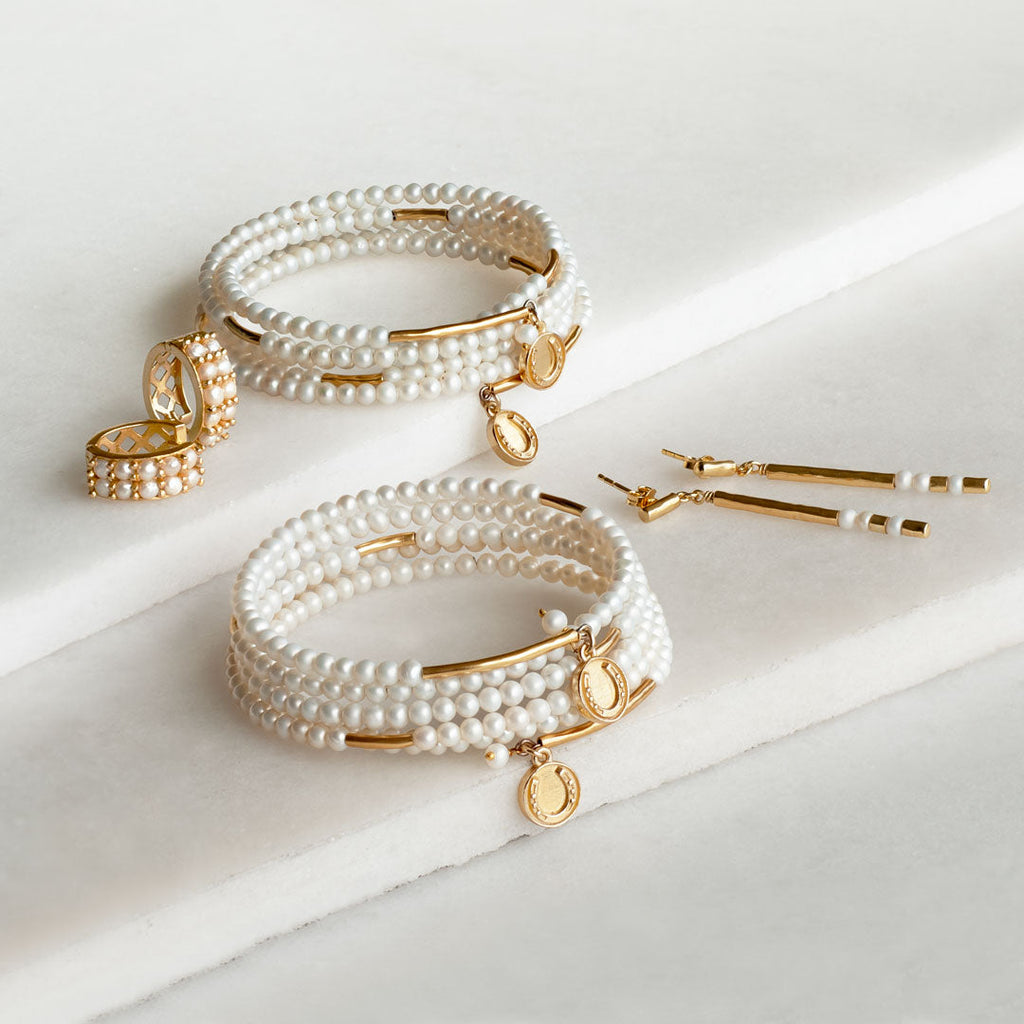 Prism - Pearl Horseshoe Coin Earring