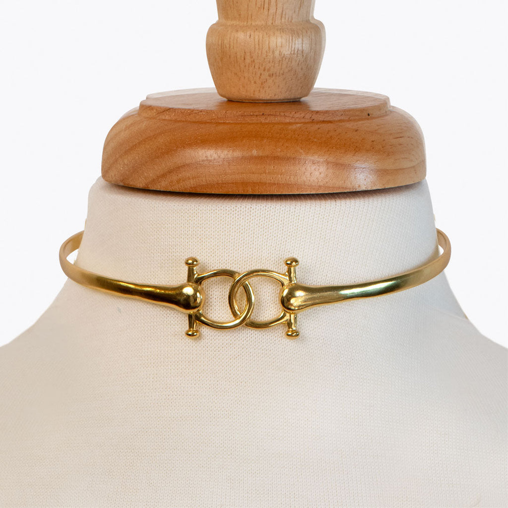 Chapelle - Horseshoe Link Equestrian Necklace in Gold