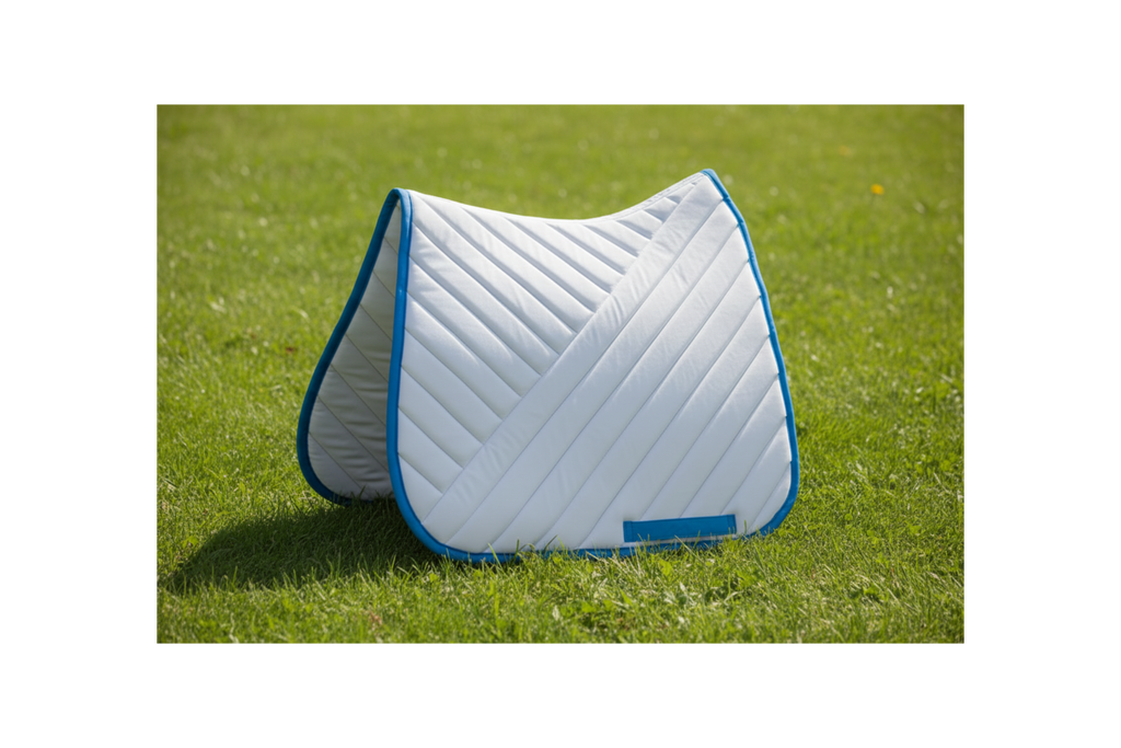 Premium Quality Cotton White Jumping Saddle Pad, Ear Bonnet & Horse Boot Set