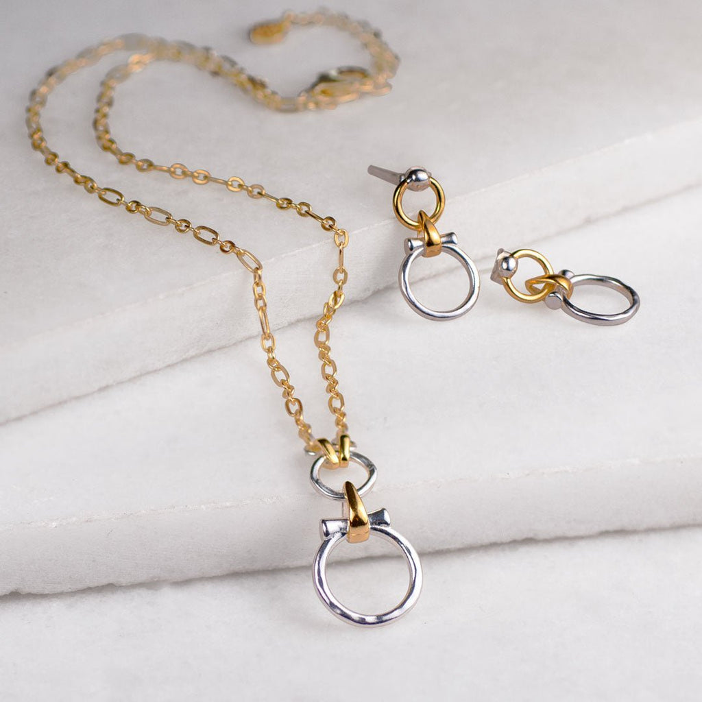 Aikon - Two Tone Equestrian Horse Bit Necklace