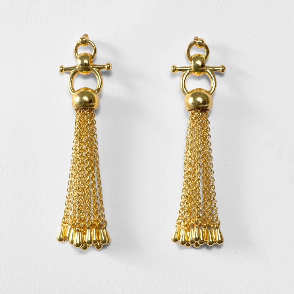 Aria - Chain Tassel Horse Bit Equestrian Earring in Gold
