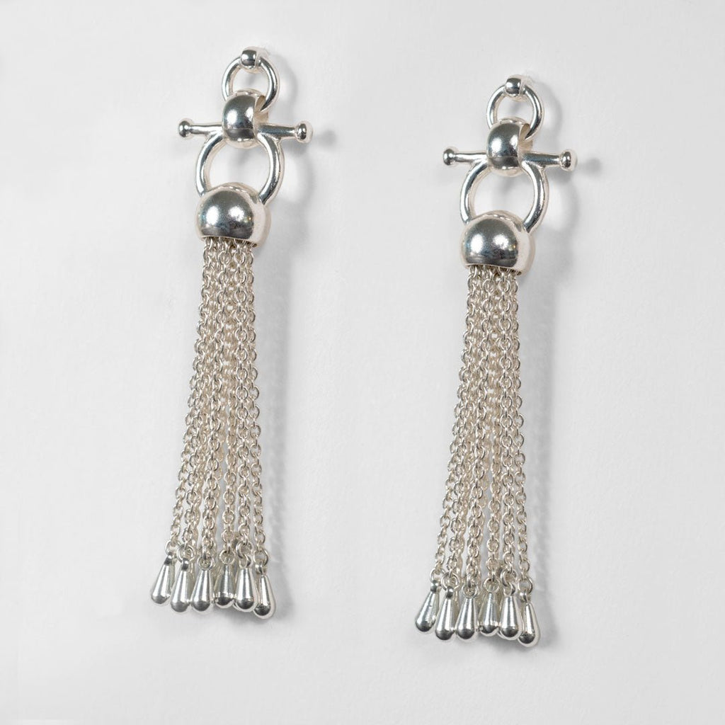 Aria - Chain Tassel Horse Bit Equestrian Earring in Silver