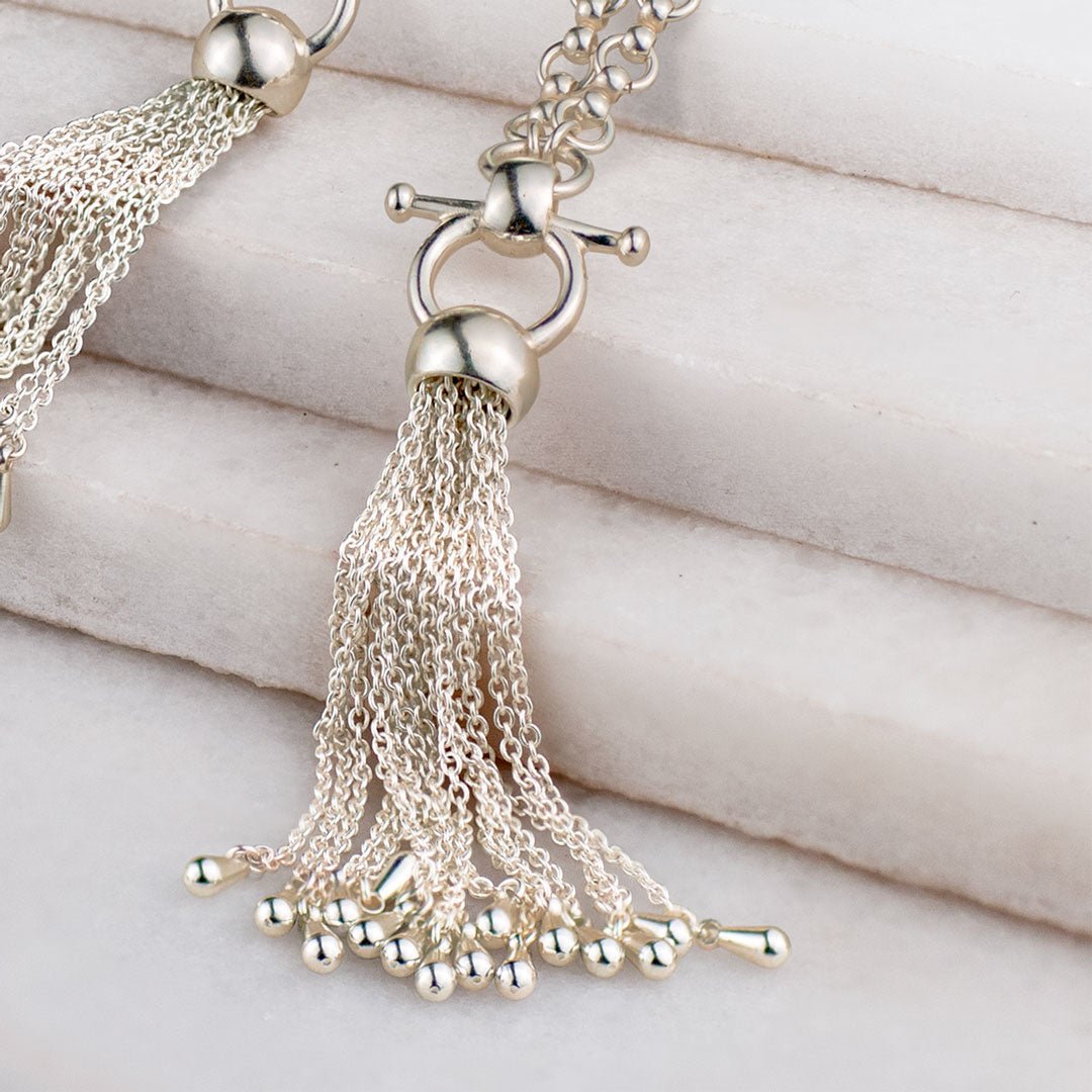 Aria - Chain Tassel Horse Bit Equestrian Earring in Silver
