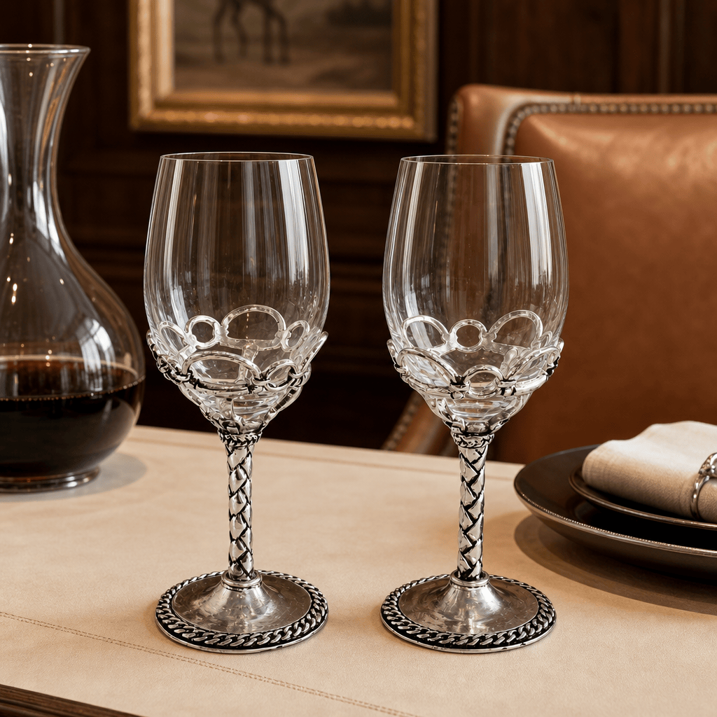 Equestrian Pair of Wine Glasses