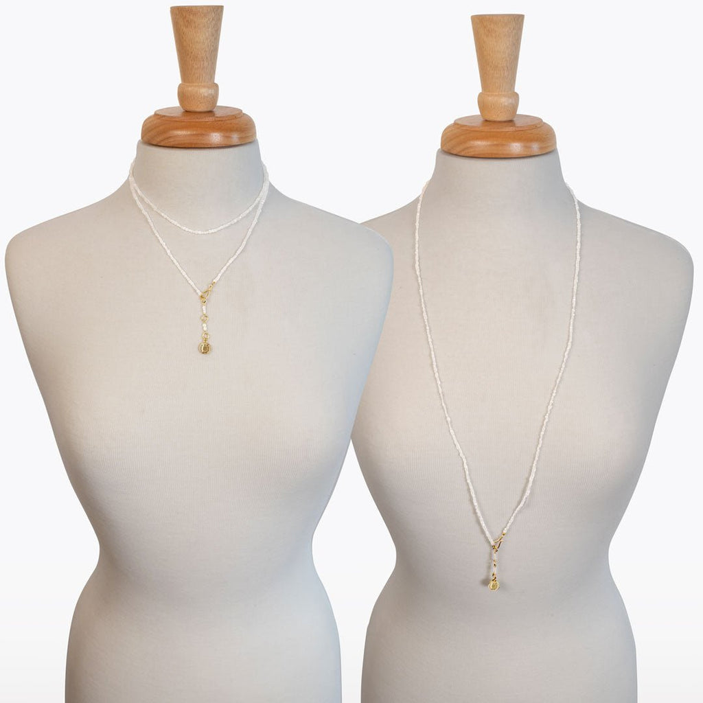 Aurora - Moonstone & Gold Horseshoe Coin Strand Necklace