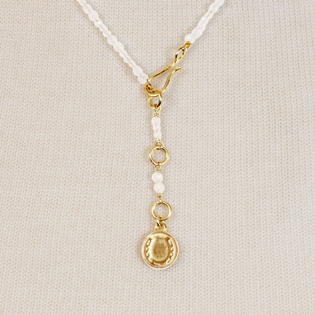 Aurora - Moonstone & Gold Horseshoe Coin Strand Necklace