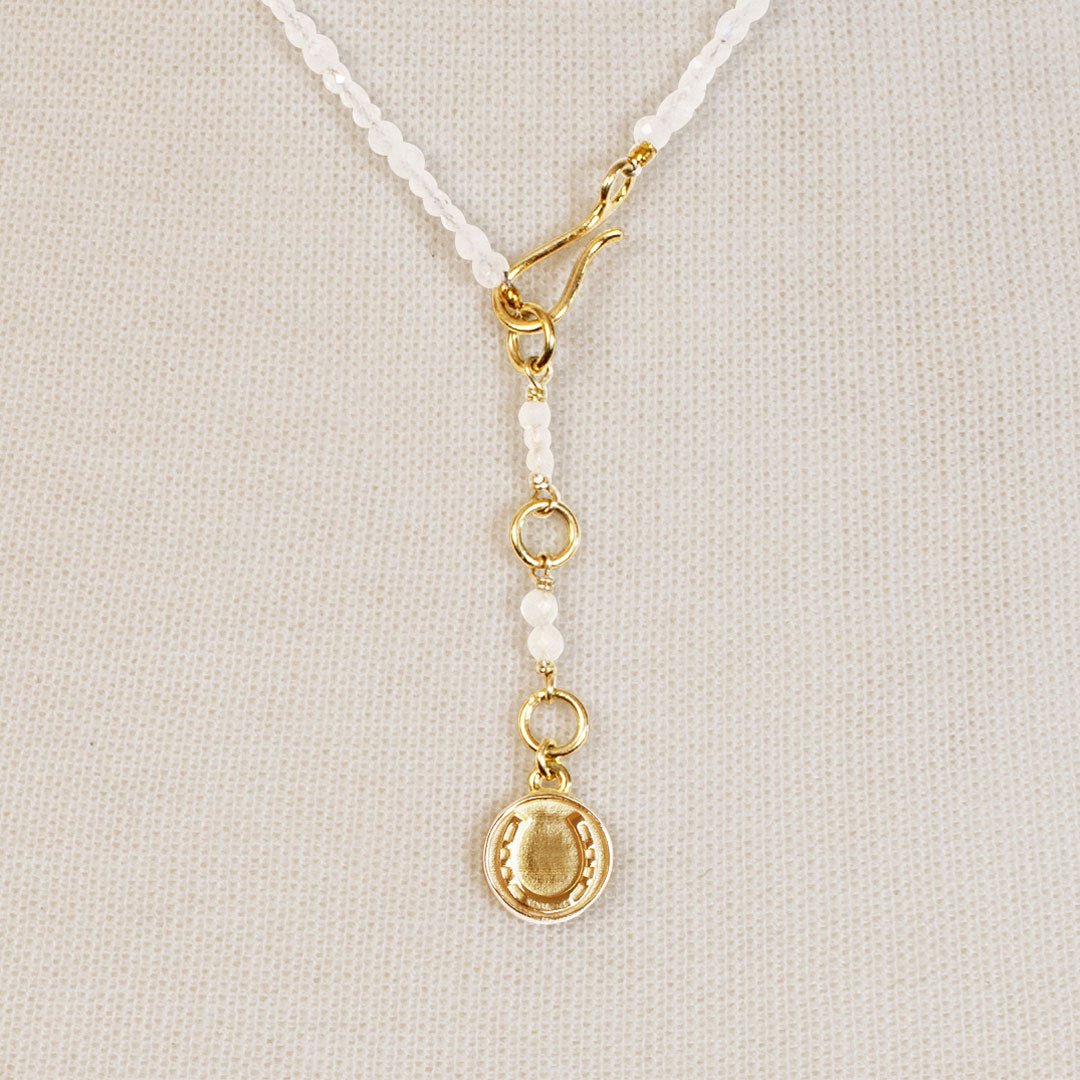 Aurora - Moonstone & Gold Horseshoe Coin Strand Necklace