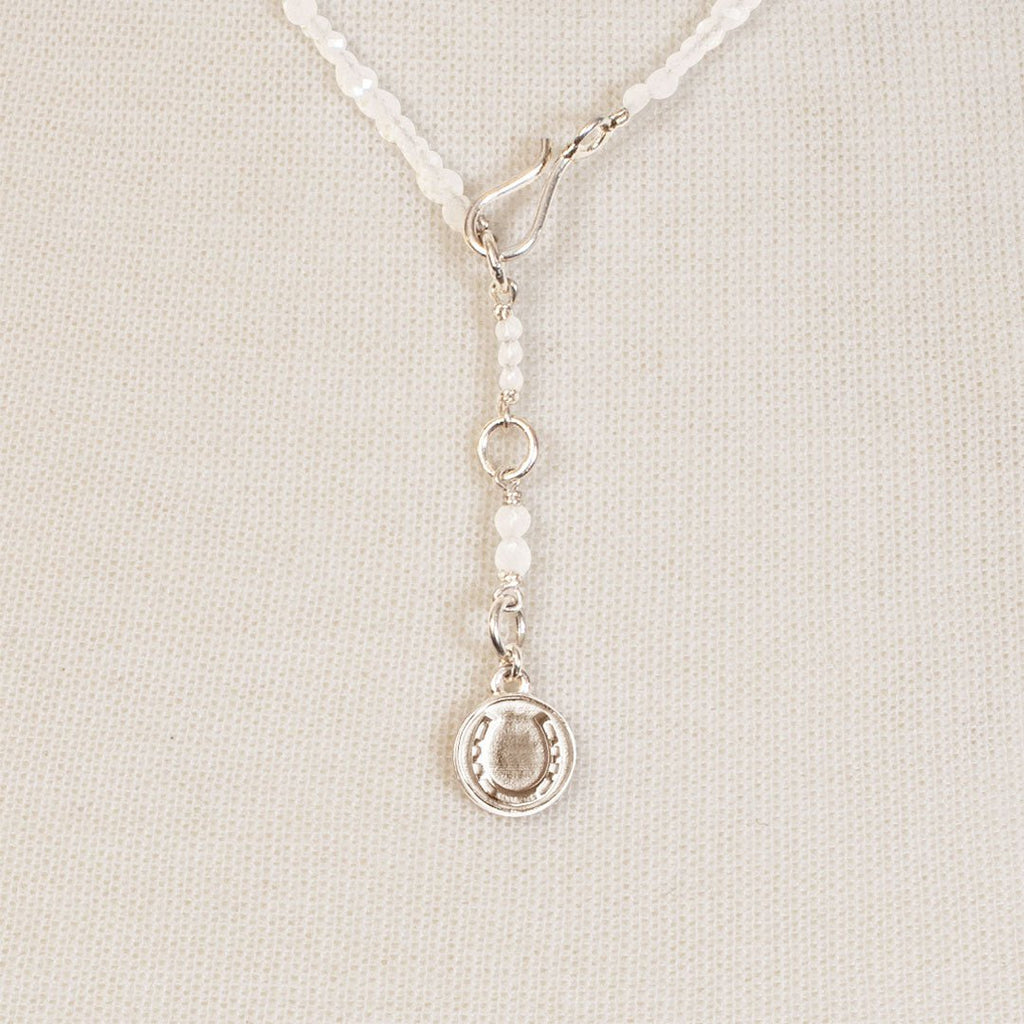 Aurora - Moonstone & Silver Horseshoe Coin Strand Necklace