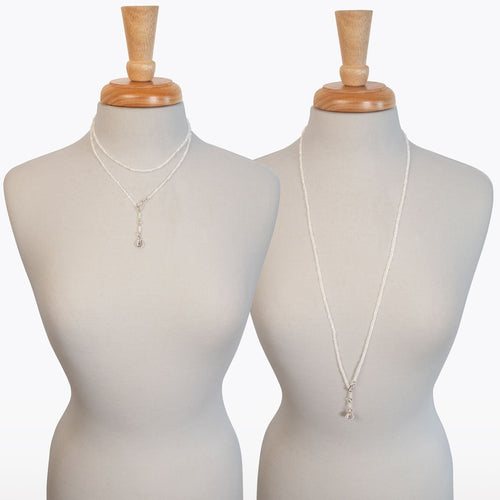 Aurora - Moonstone & Silver Horseshoe Coin Strand Necklace