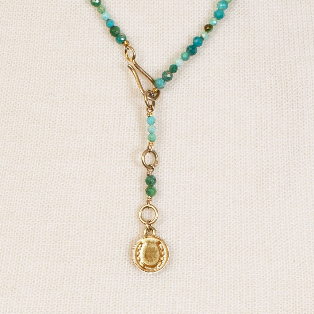 Aurora - Turquoise & Gold Horseshoe Coin Strand Necklace