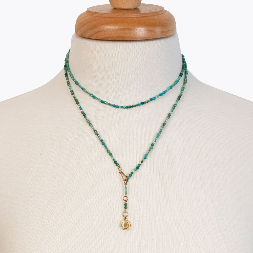 Aurora - Turquoise & Gold Horseshoe Coin Strand Necklace