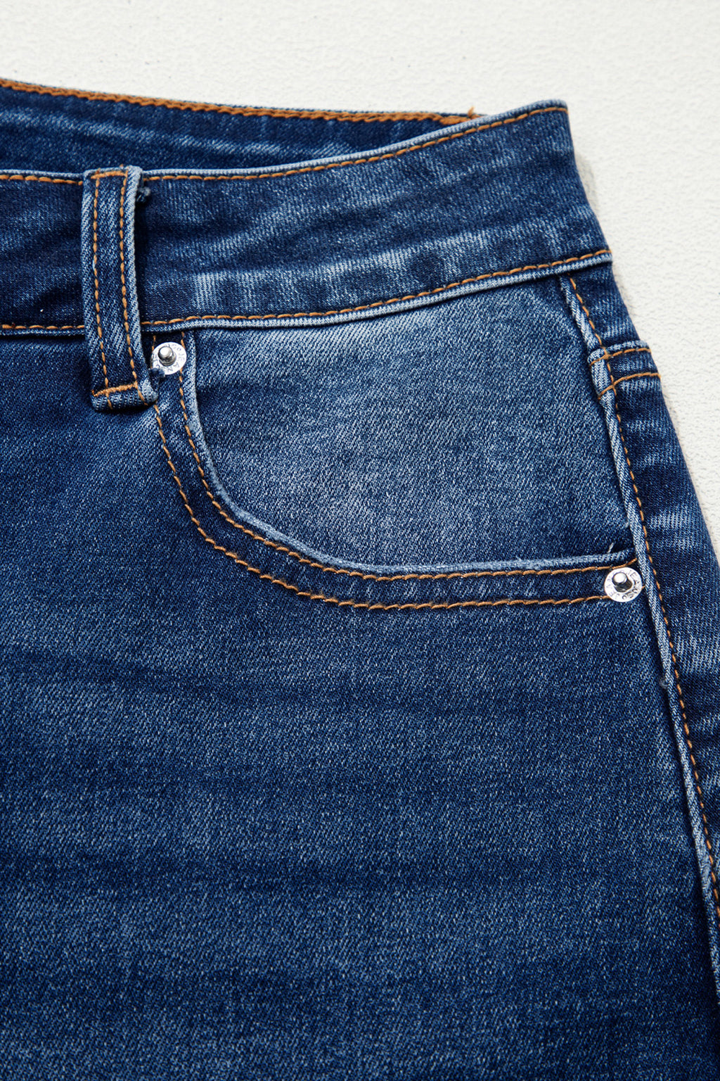 Sky Blue Chic Seam Detail Raw Hem Ankle Length Jeans