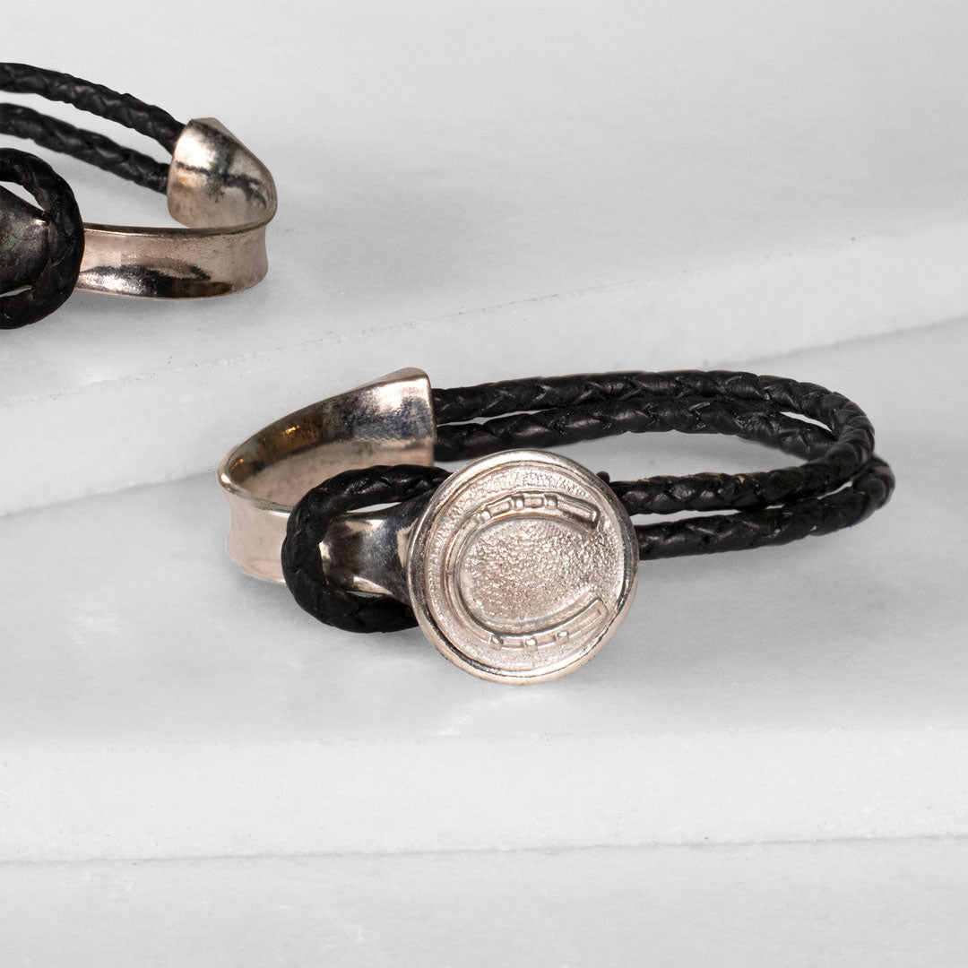 Bosal - Leather laced Horseshoe Bracelet in Black and Silver