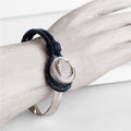 Bosal - Leather laced Horseshoe Bracelet in Black and Silver