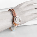 Bosal - Leather laced Horseshoe Bracelet in Natural and Silver