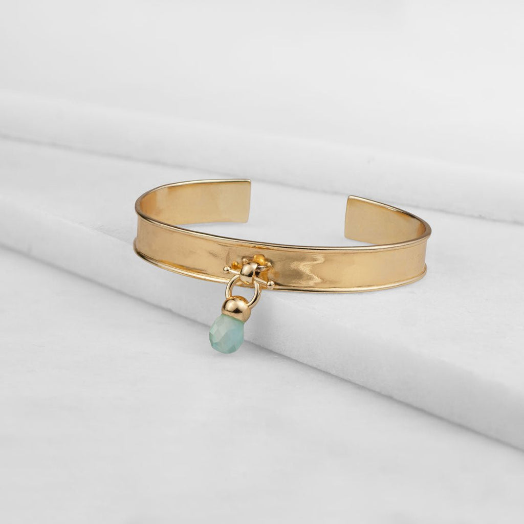 Brioette - Aqua Chalcedony Horse Bit Equestrian Earring in Gold