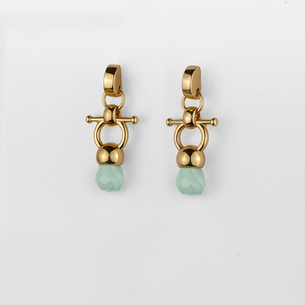Briolette - Aqua Chalcedony Equestrian Horse Bit Necklace in Gold