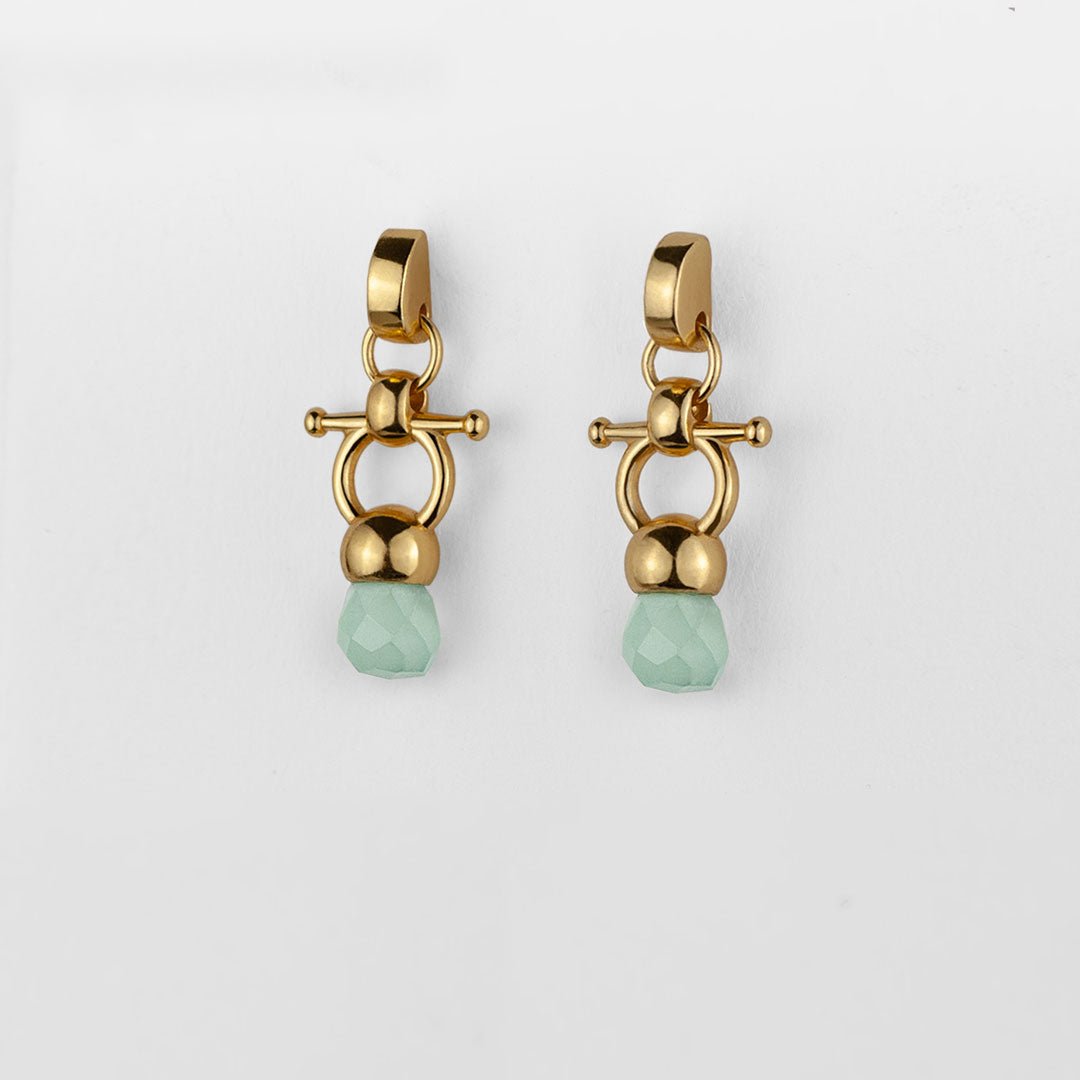 Briolette - Aqua Chalcedony Equestrian Horse Bit Necklace in Gold