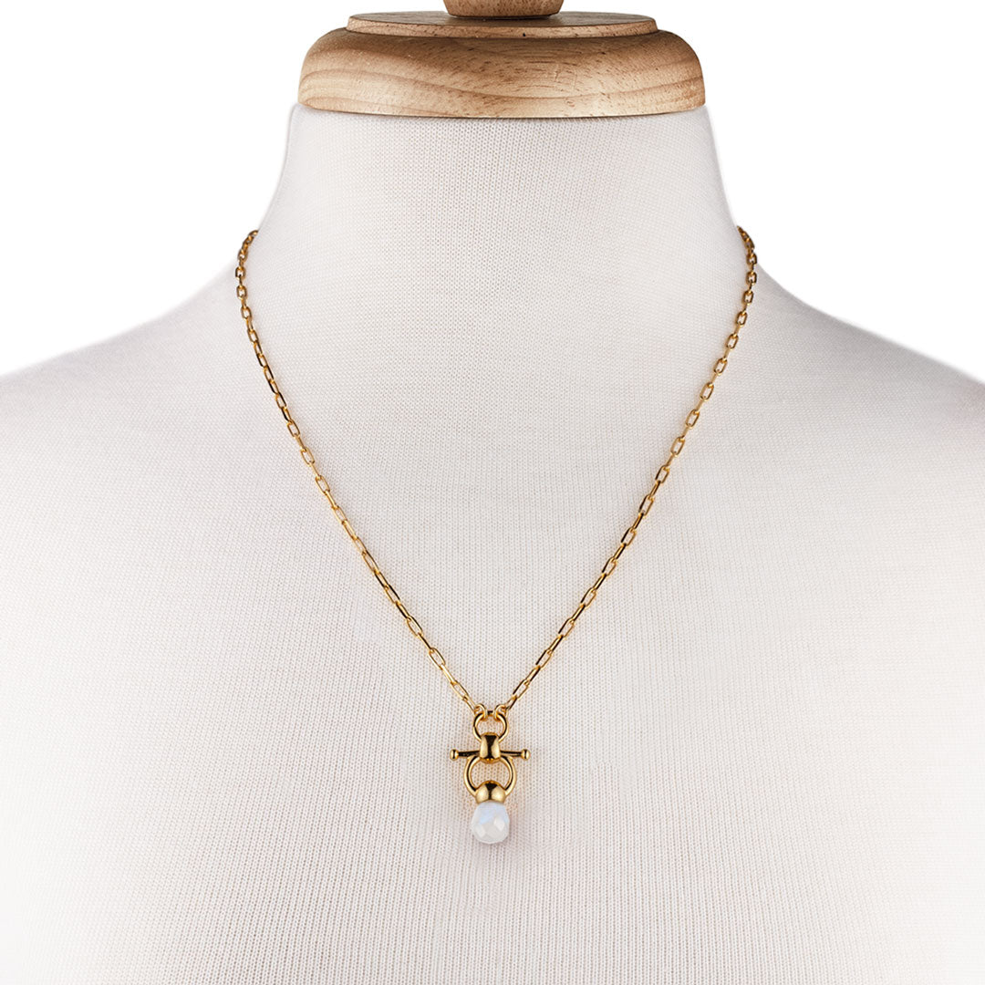 Briolette - Moonstone Equestrian Horse Bit Necklace in Gold