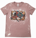 Boho Bronc Rider Bleached Graphic Tee | Southwestern Aztec Horse Bella + Canvas 3001 T-Shirt