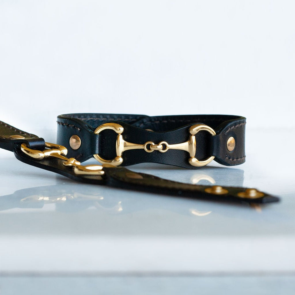 Bronson - Equestrian Leather Horse Bit Bracelet in Gold