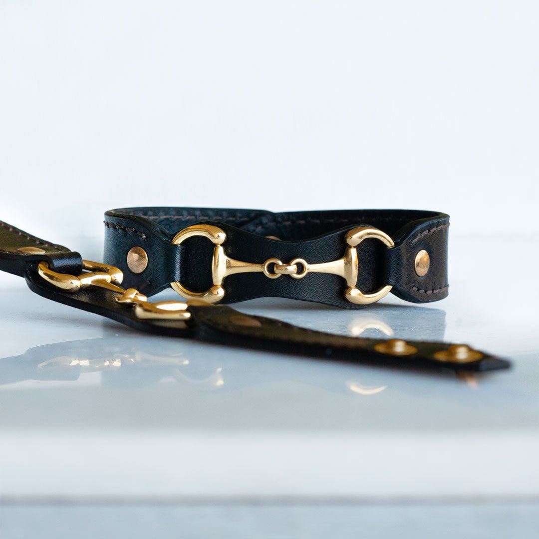 Bronson - Equestrian Leather Horse Bit Bracelet in Gold