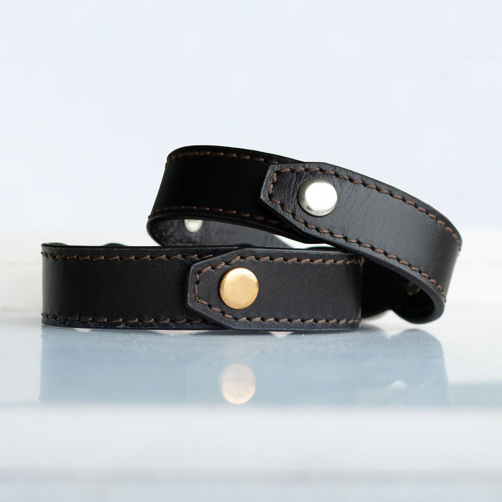 Bronson - Equestrian Leather Horse Bit Bracelet in Silver