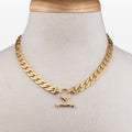 Cadence - Equestrian Curb Chain T-Bar Necklace in Gold