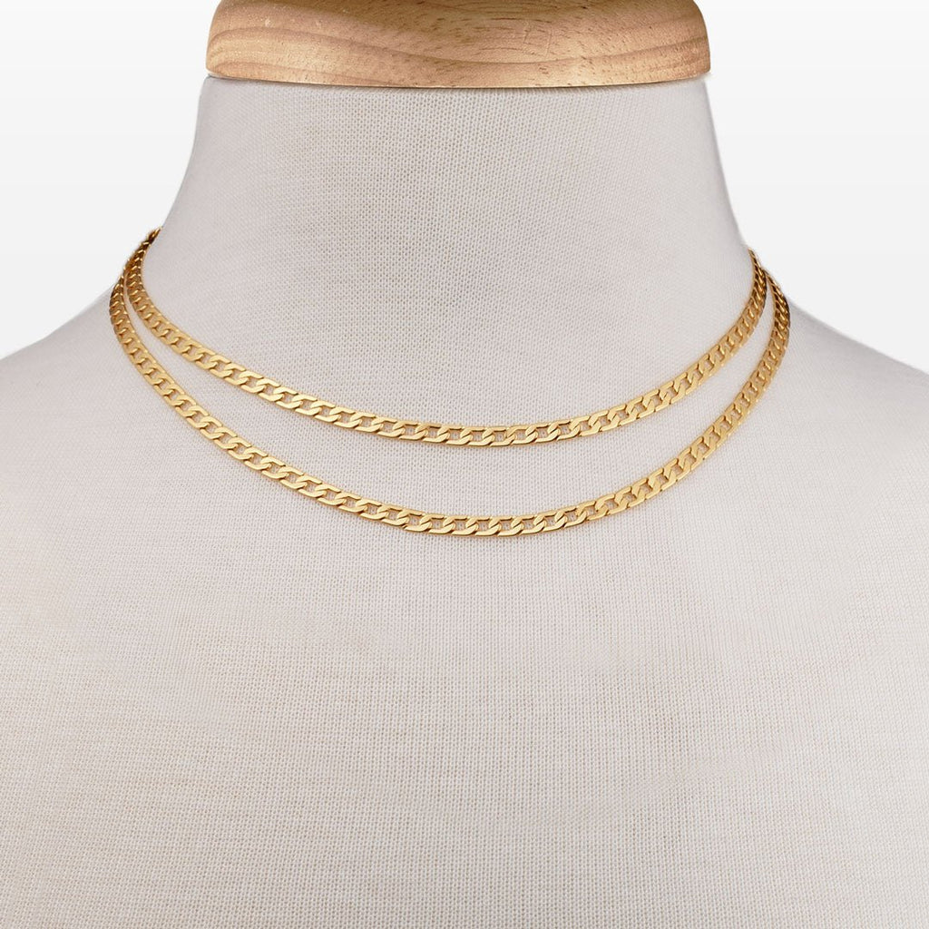 Cadence - Equestrian Curb Chain T-Bar Necklace in Gold