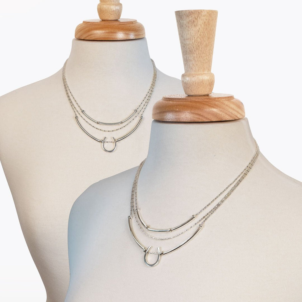 Calista - Sterling Silver Bosal Horseshoe Earring on Beaded Chain