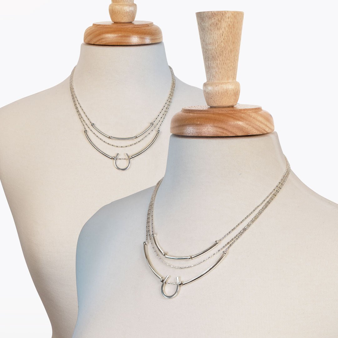 Calista - Sterling Silver Bosal Horseshoe Earring on Beaded Chain