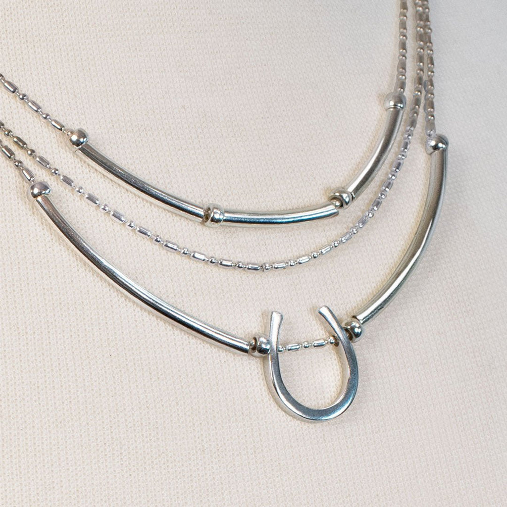 Calista - Sterling Silver Bosal Horseshoe Earring on Beaded Chain
